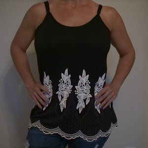 Ecla Floral Tank Top with Lace Accents